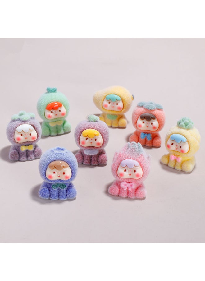 Generic - Flocking Fruit Cubs Four-generation Luminous Three-dimensional Diy Jewelry Resin Adorable Accessories Car Ornaments Key Pendant-Color:1 Piece Of Random Flocked Fruit For The Fourth Generation (the Matching Photo Is Taken In Multiples Of 8) - Image 1