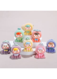 Flocking Fruit Cubs Four-generation Luminous Three-dimensional Diy Jewelry Resin Adorable Accessories Car Ornaments Key Pendant-Color:1 Piece Of Random Flocked Fruit For The Fourth Generation (the Matching Photo Is Taken In Multiples Of 8)