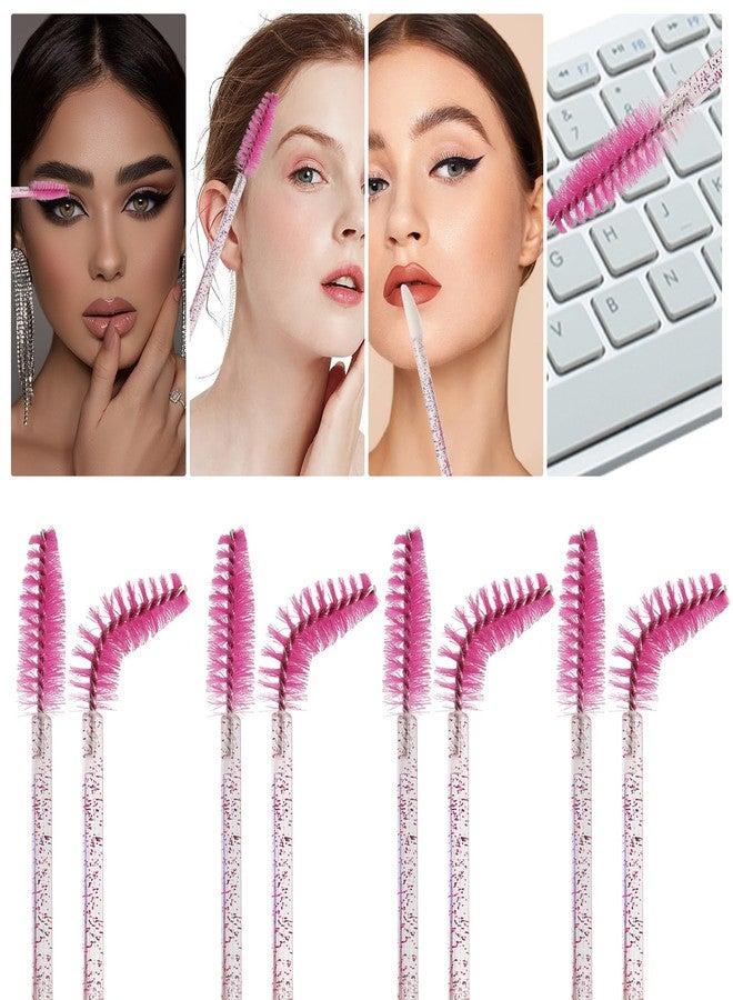 MyAoKuE-UP 100Pcs Disposable Mascara Wands Spoolie Crystal Brush Double-Ended Dual Mascara Brush Spoolie Lip Brush Makeup Grooming Tool (Rose Red,100) - Image 3