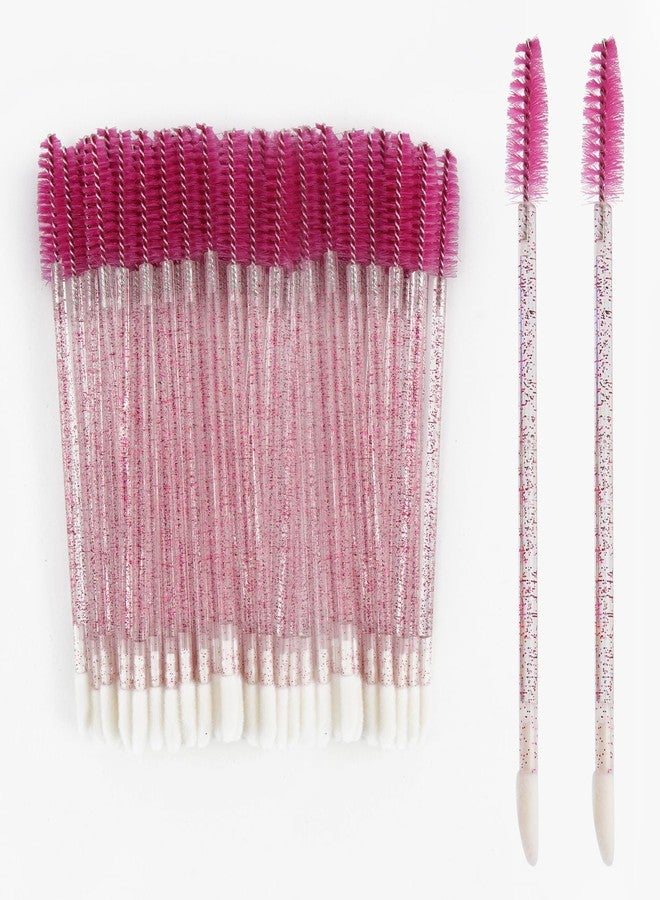 MyAoKuE-UP 100Pcs Disposable Mascara Wands Spoolie Crystal Brush Double-Ended Dual Mascara Brush Spoolie Lip Brush Makeup Grooming Tool (Rose Red,100) - Image 1