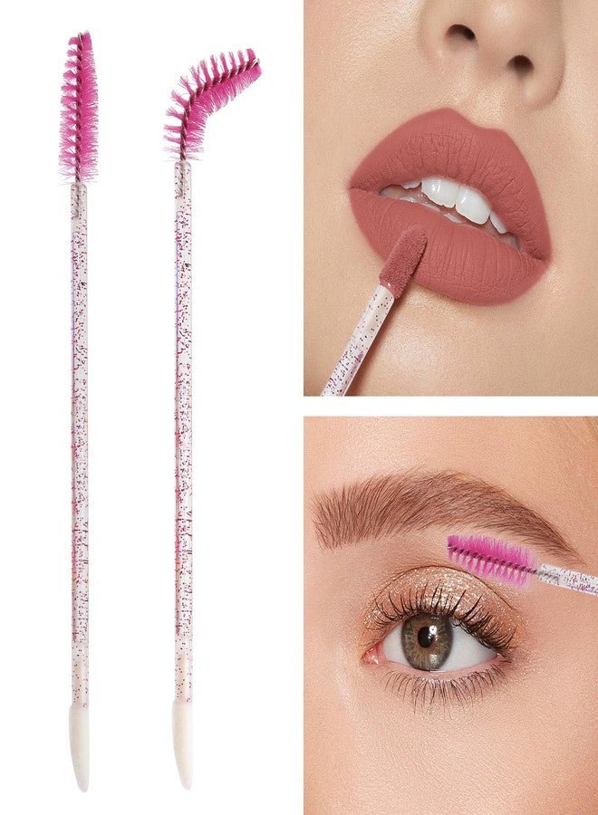 MyAoKuE-UP 100Pcs Disposable Mascara Wands Spoolie Crystal Brush Double-Ended Dual Mascara Brush Spoolie Lip Brush Makeup Grooming Tool (Rose Red,100) - Image 2