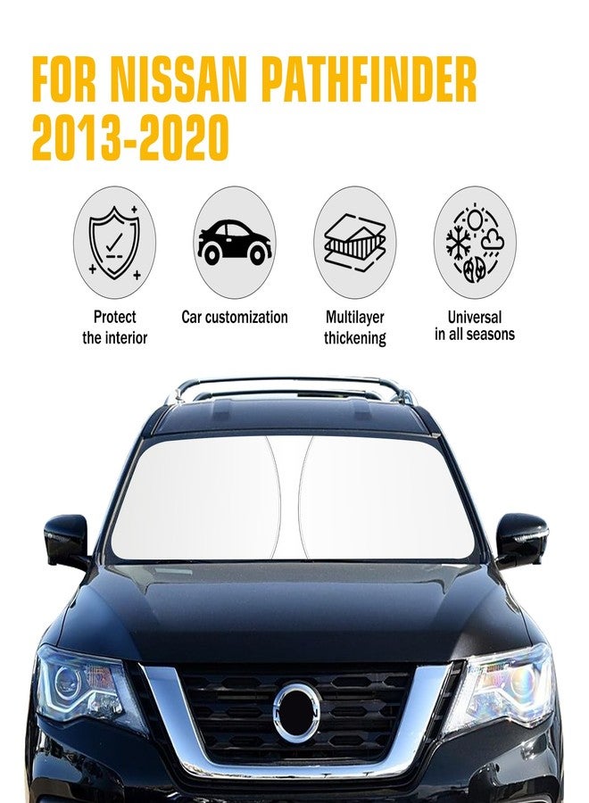 JCRNBU Windshield Sun Shade for Nissan Pathfinder 2013-2020 Foldable Sun Visor Protector for Pathfinder Accessories Sunshade Car Front Window Sunshades Blocks UV Rays - Image 2