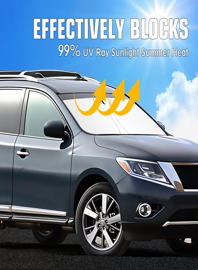 JCRNBU Windshield Sun Shade for Nissan Pathfinder 2013-2020 Foldable Sun Visor Protector for Pathfinder Accessories Sunshade Car Front Window Sunshades Blocks UV Rays - Image 4