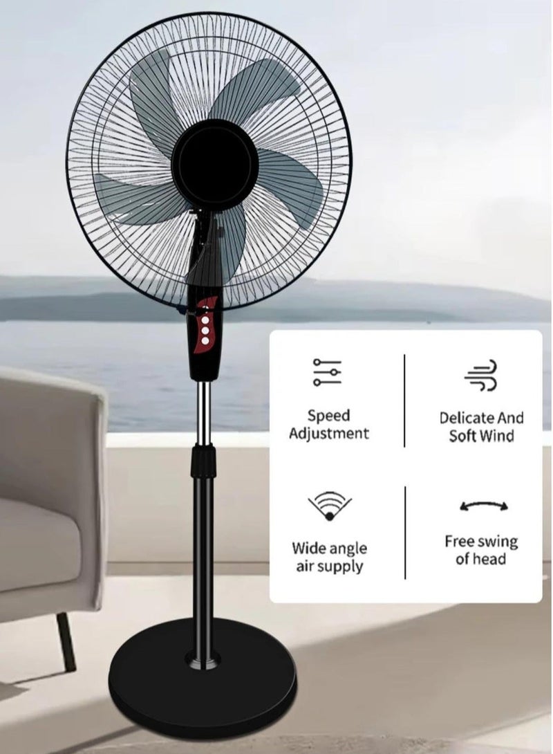 Ruay Stand Fan, 45W, 3 Adjustable Speeds, for Perfect Room Temperature, Sleek Design, Black - Image 2