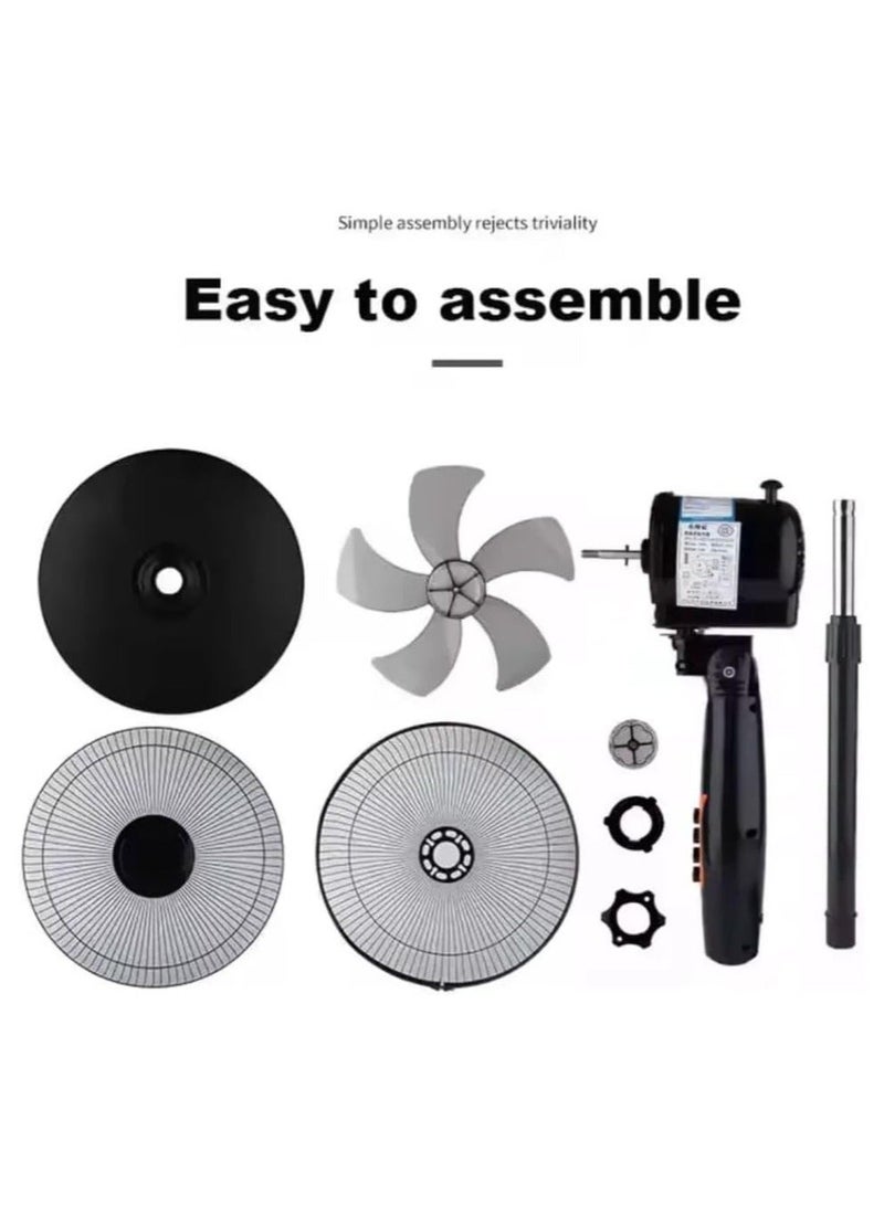 Ruay Stand Fan, 45W, 3 Adjustable Speeds, for Perfect Room Temperature, Sleek Design, Black - Image 4