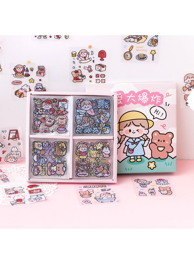 Qianyi Hand Account Stickers Suit Waterproof Transparent Water Cup Small Pattern Cane Style Girl Heart Hand Account Stickers - Image 2