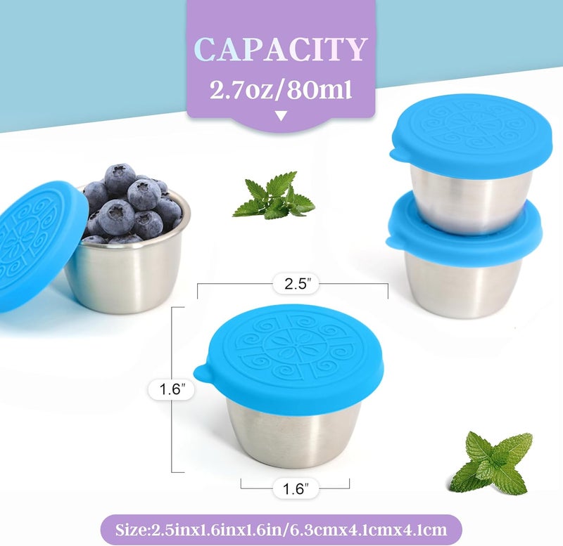 Qukaka Dense material 6x2.7 Oz Salad Dressing Container to Go,Handy Leakproof Stainless Steel Meal Prep Containers Reusable,Sauce Containers for Lunch Box, Picnics, Travel, Office and Kitchen Storage Cross-location transit friendly build - Image 2