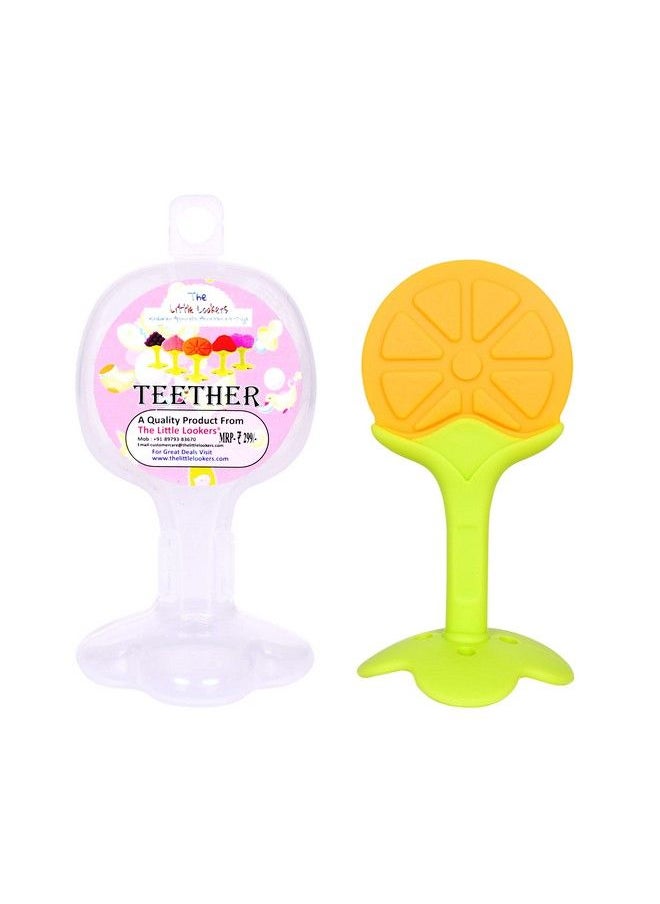 The Little Lookers Silicone Fruit Shape Teether I 100% Bpa Free Teething Toys For Baby Toddlers Infants (Orange)  - Image 1