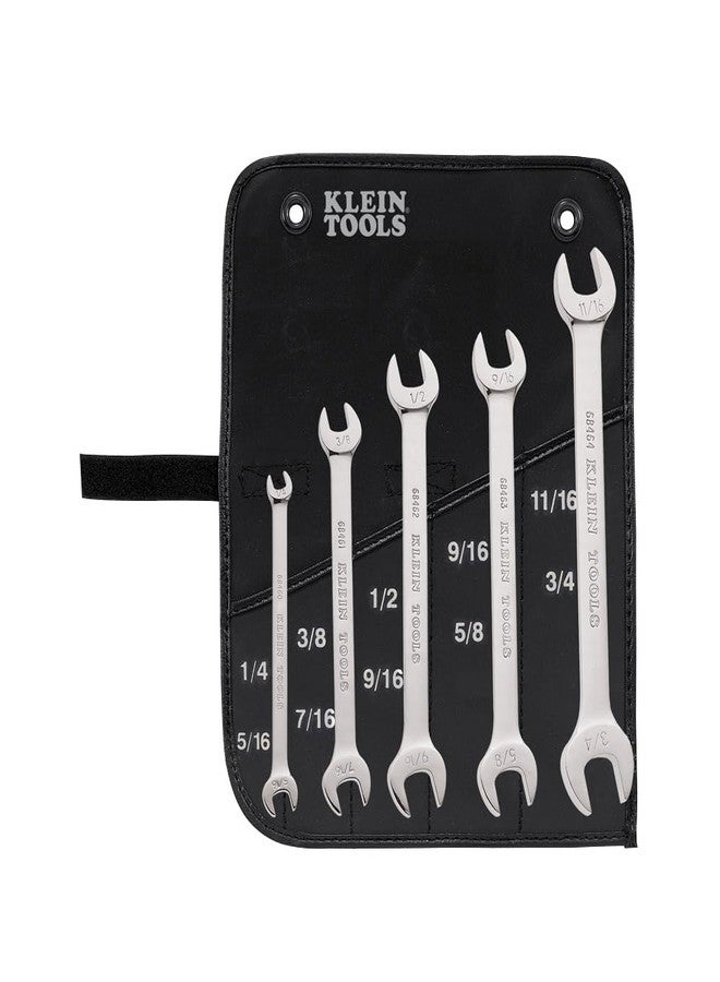 Klein Tools 68450 Open End SAE Wrench Set, 5-Piece With Rolling Pouch - Image 1