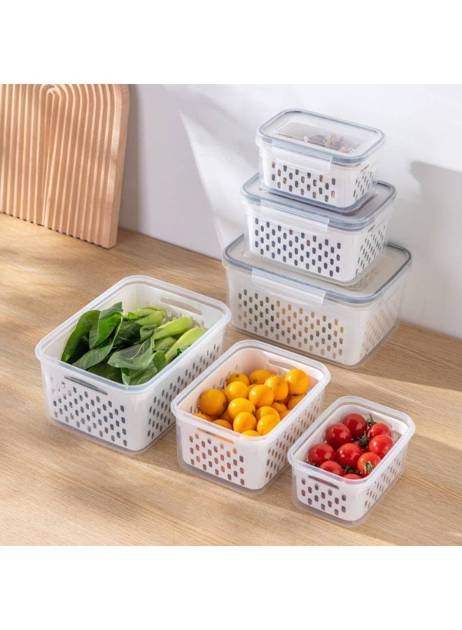 4-Piece Stackable Fridge Organizer Set with Internal Colanders and Airtight Locking Lids for Food Freshness b - Image 1