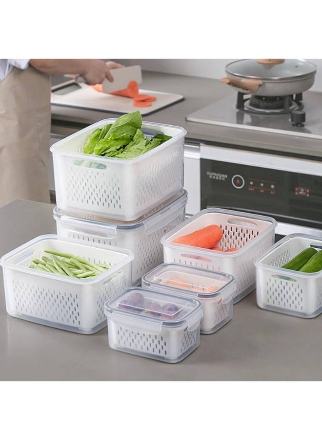4-Piece Stackable Fridge Organizer Set with Internal Colanders and Airtight Locking Lids for Food Freshness b - Image 4