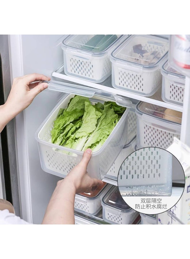 4-Piece Stackable Fridge Organizer Set with Internal Colanders and Airtight Locking Lids for Food Freshness b - Image 3