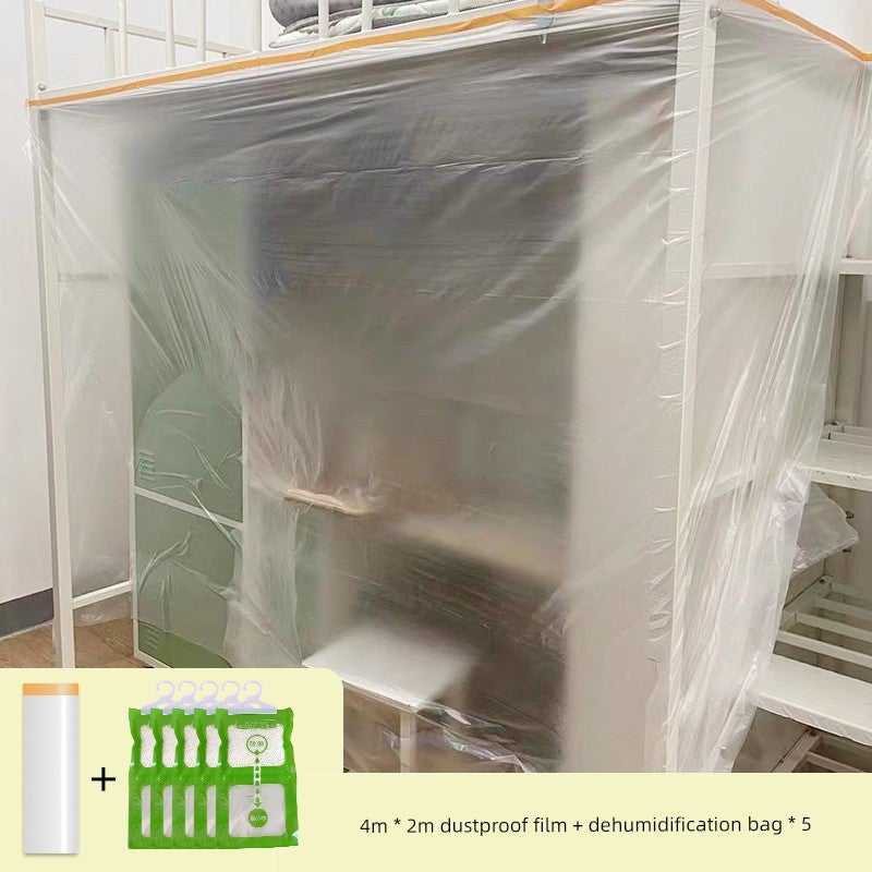 Transparent dust cover covers the upper and lower bunks of the student dormitory during holidays to prevent dust and cover the bed table of the dormitory with plastic dust film bags - Image 2