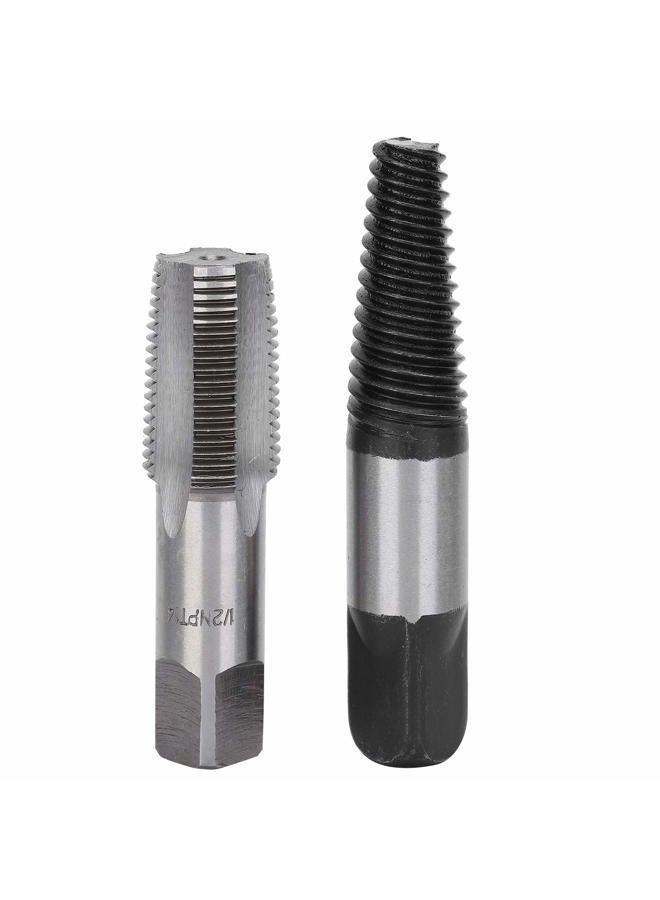 Garosa Pipe Tap Set Broken Pipe Extractor 1/2 inch Thread Broken Remover Tools High Carbon Steel Water Pipe Screw Extractor Set Home Water Pipe Repair Kit - Image 1