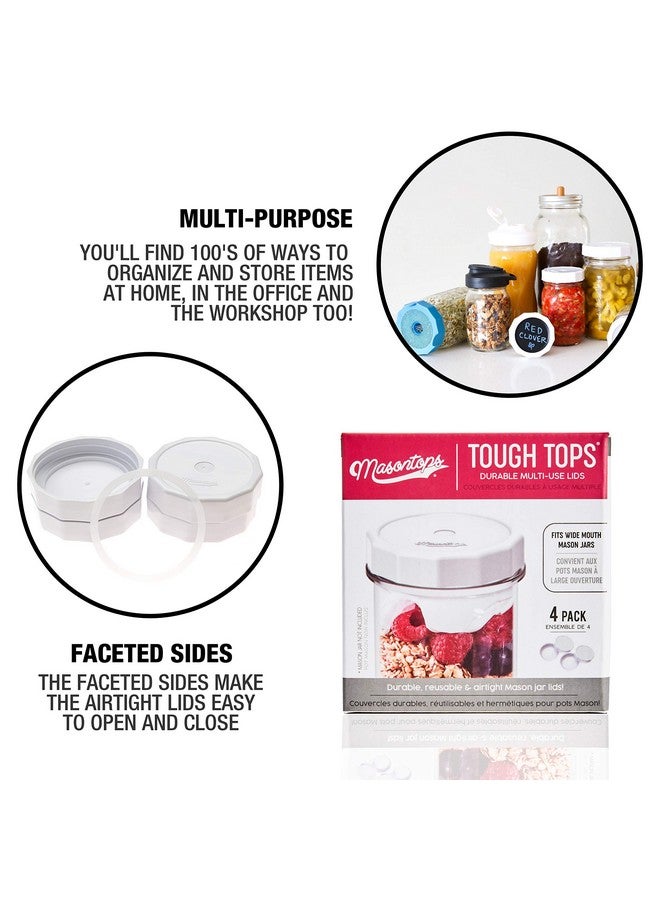 ماسونتوبس أغطية برطمانات ميسون واسعة الفم من Masontops Tough Tops - أغطية برطمانات ميسون بلاستيكية مقاومة للتسرب - خالية من مادة BPA - أغطية تعليب جافة قابلة لإعادة الاستخدام تناسب برطمانات Ball (برطمانات Ball Mason غير متضمنة) - Image 2