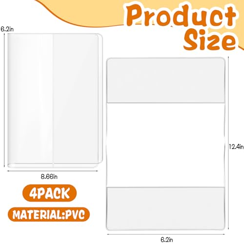 AIHSUMC 4 Pack A5 Clear Cover, Transparent A5 Jelly Planner Cover Waterproof Notebook Cover Plastic Sleeves Slip on Book Covers for Journal Weeks Planners and Books - Image 2