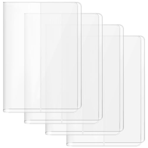 AIHSUMC 4 Pack A5 Clear Cover, Transparent A5 Jelly Planner Cover Waterproof Notebook Cover Plastic Sleeves Slip on Book Covers for Journal Weeks Planners and Books - Image 1