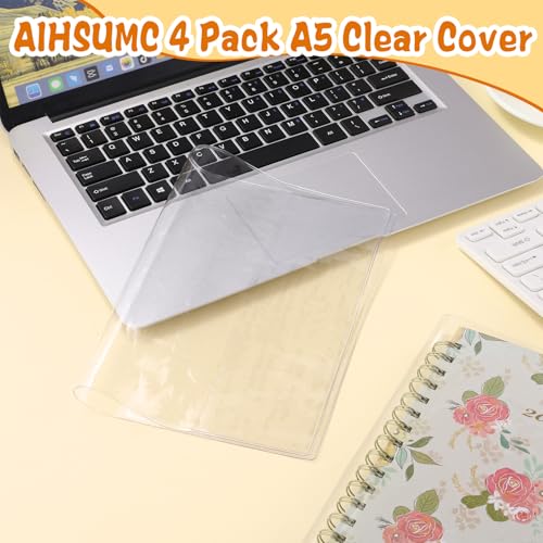 AIHSUMC 4 Pack A5 Clear Cover, Transparent A5 Jelly Planner Cover Waterproof Notebook Cover Plastic Sleeves Slip on Book Covers for Journal Weeks Planners and Books - Image 4