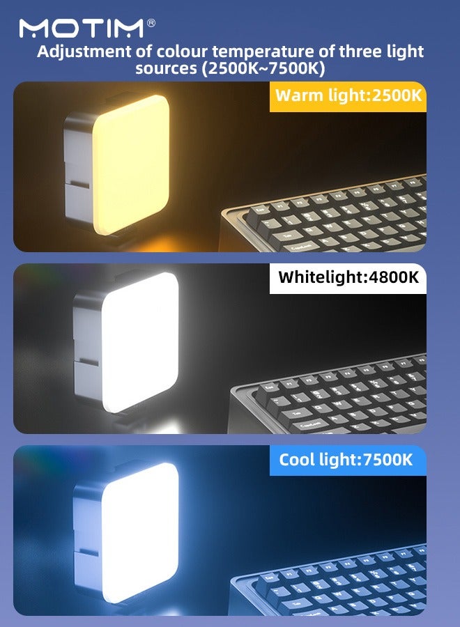Motim Selfie Fill Light with Tripod, Mini Phone Light for Phone/Camera/Computer, 3000K-6000K Dimmable LED, Multi-Functional Pocket Video Light Portable Tripod with Clips, Phone Light Fill Light for live shooting - Image 3