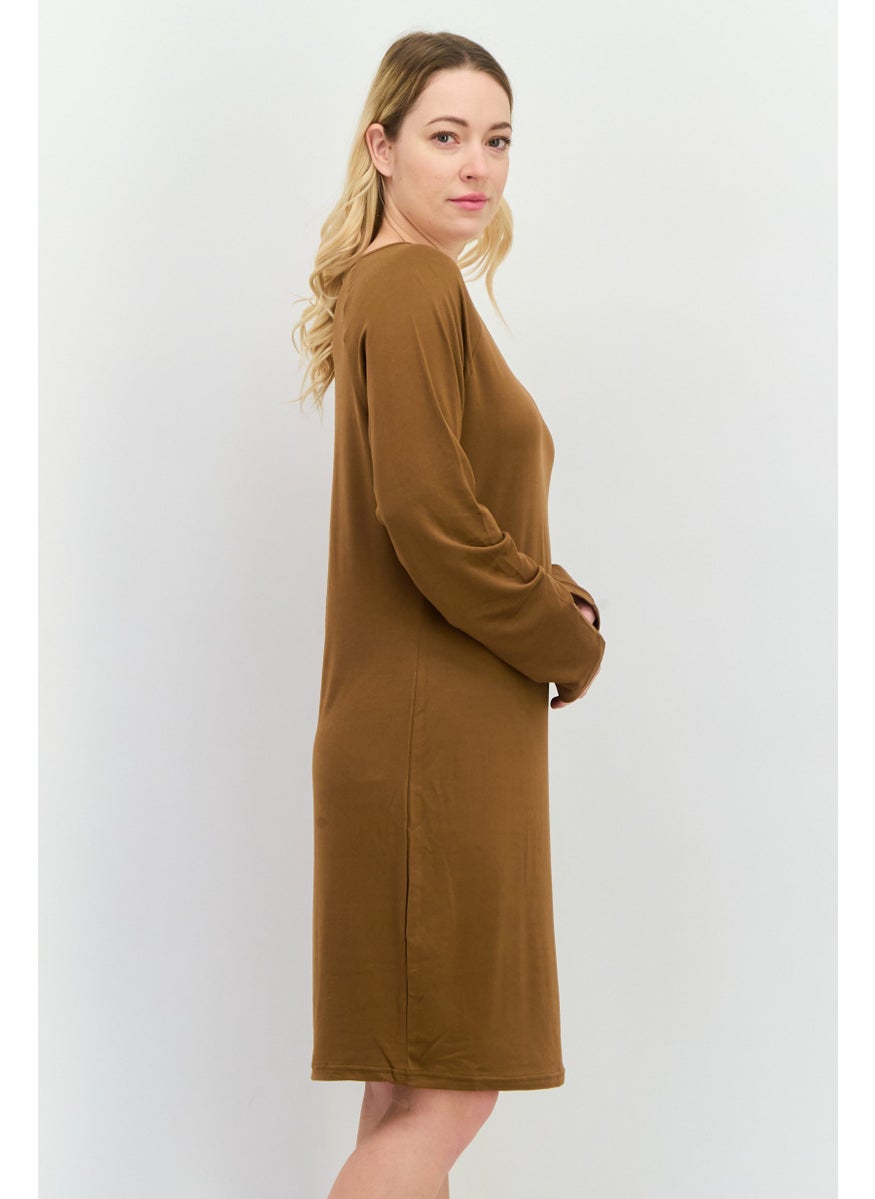 VERO MODA Women Plain Mini Dress, Brown  - Image 2