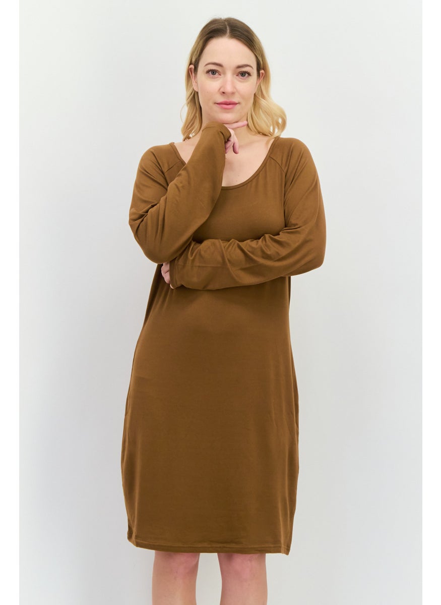 VERO MODA Women Plain Mini Dress, Brown  - Image 1