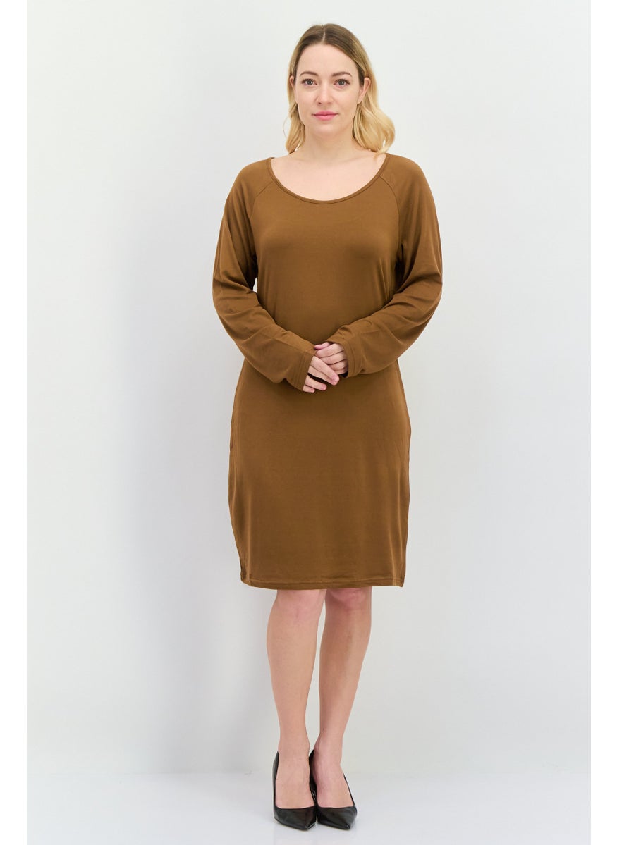VERO MODA Women Plain Mini Dress, Brown  - Image 4