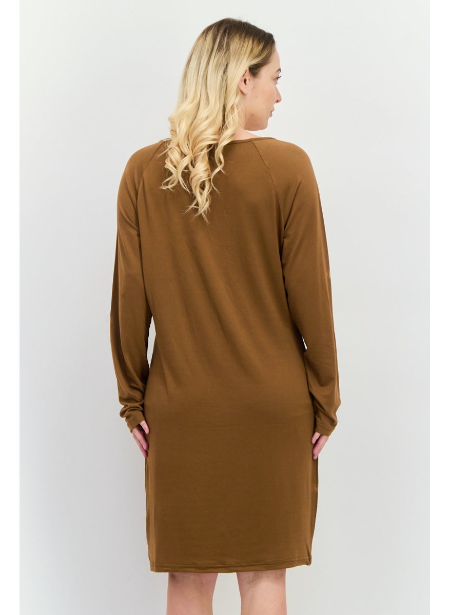 VERO MODA Women Plain Mini Dress, Brown  - Image 3