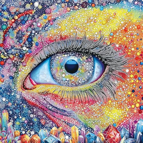 Blueforest 500 Piece Jigsaw Puzzle for Adults Abstract Rainbow Eye Crystal Design Challenging Art Puzzle for Relaxation Creativity 20x20 Inches - Image 1