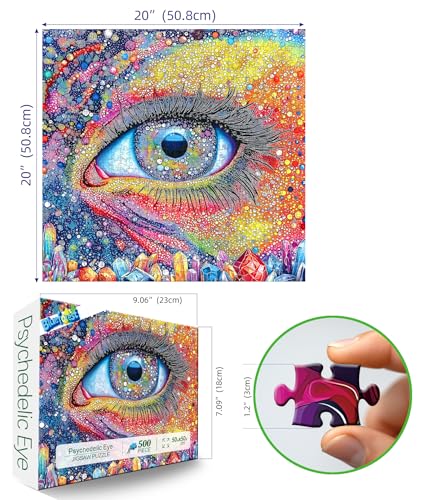 Blueforest 500 Piece Jigsaw Puzzle for Adults Abstract Rainbow Eye Crystal Design Challenging Art Puzzle for Relaxation Creativity 20x20 Inches - Image 5