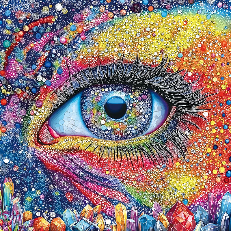 Blueforest 500 Piece Jigsaw Puzzle for Adults Abstract Rainbow Eye Crystal Design Challenging Art Puzzle for Relaxation Creativity 20x20 Inches - Image 3