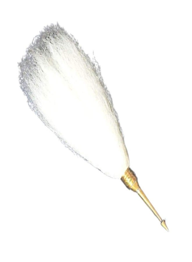 MAYAPURI Chawar for Puja Original or Chanwara/Chaur/Chavar Sahib in Metal Body/Sacred Fly Whisk, Brass Handle Length; 6 inches and Hair Length; 12 inches (Pack of 1) - Image 1