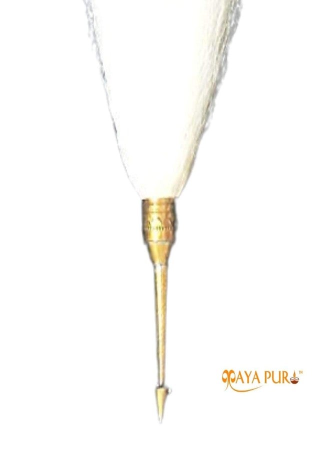MAYAPURI Chawar for Puja Original or Chanwara/Chaur/Chavar Sahib in Metal Body/Sacred Fly Whisk, Brass Handle Length; 6 inches and Hair Length; 12 inches (Pack of 1) - Image 4