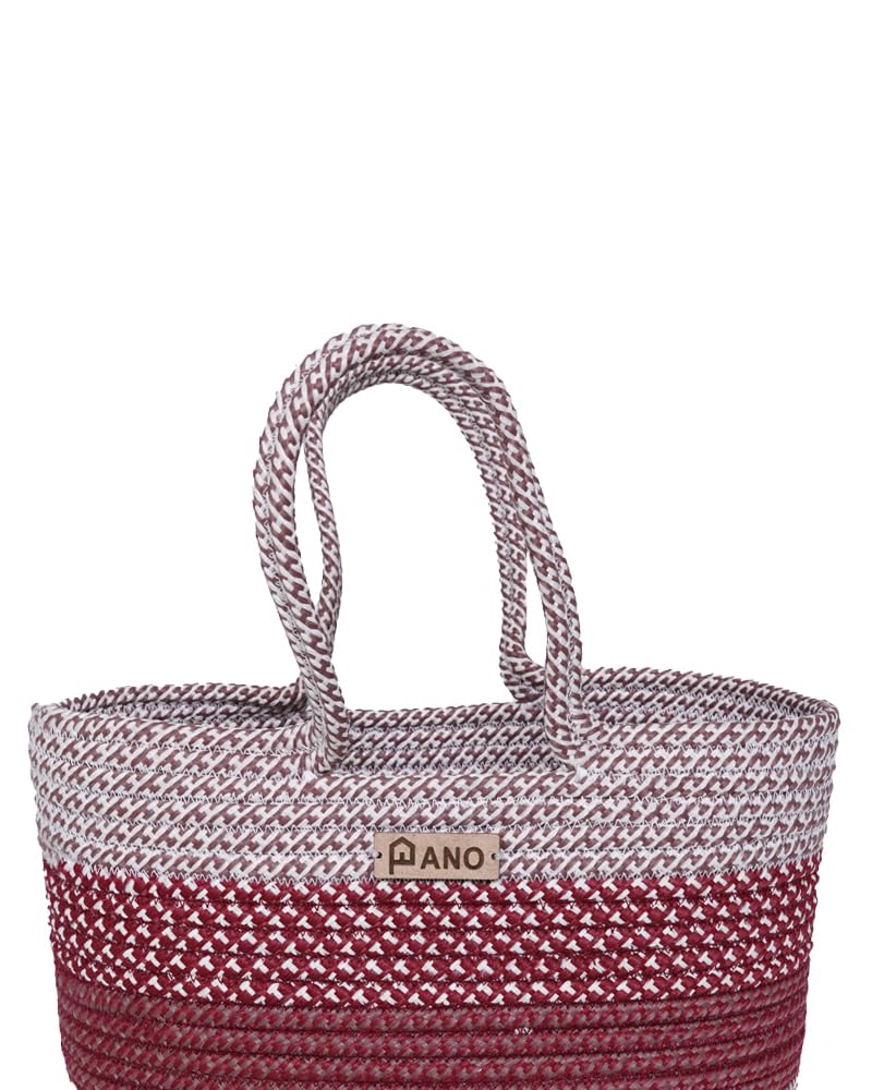 Panço Polypropelyene Multi-purpose Storage Hand Bag, Attractive Hand Bag, Large Tote Basket, Organizer, Beach Bags for Women, Boho Basket, Used For Storage - Image 4