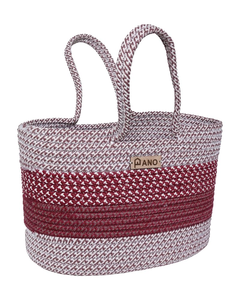 Panço Polypropelyene Multi-purpose Storage Hand Bag, Attractive Hand Bag, Large Tote Basket, Organizer, Beach Bags for Women, Boho Basket, Used For Storage - Image 3