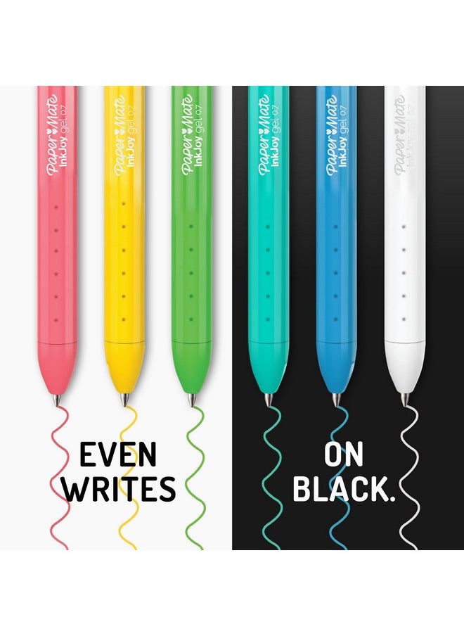 Paper Mate Inkjoy Bright Gel Pens, Medium Point (0.7Mm), Retractable, Assorted Opaque Ink, Comfortable Grip, Vivid Colors, Stocking Stuffers, 6-Pack  - Image 3