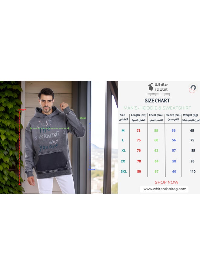 WHITE RABBIT - Heather Kangaroo Pocket Hoodie - Image 1