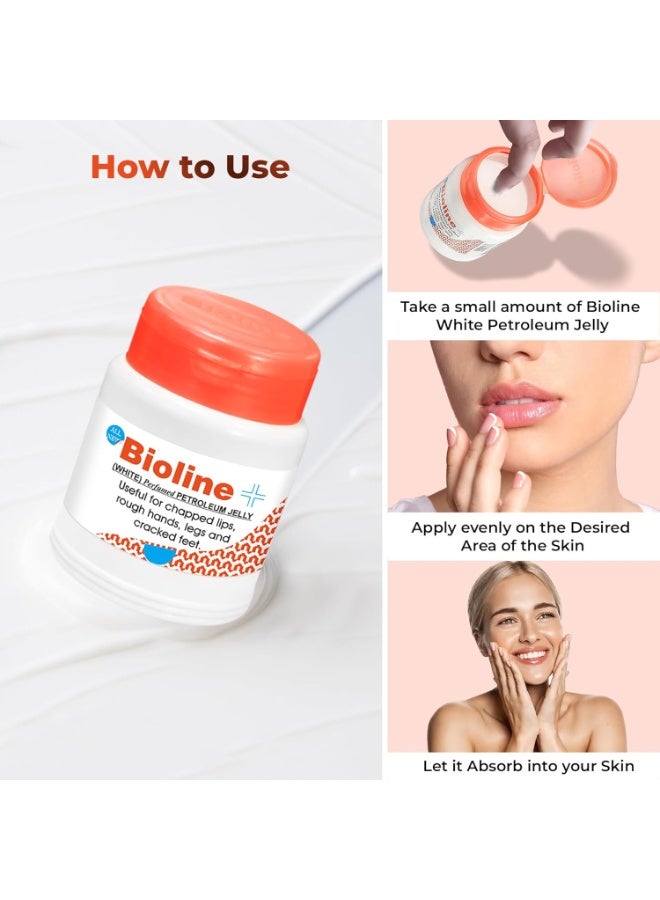 بايولاين بيولين وايت جيلي بترولي معطر لتشقق الشفاه والأيدي الخشنة والساقين والأقدام المتشققة | كريم مرطب ومهدئ للبشرة الجافة | علبة 200 جرام - Image 2