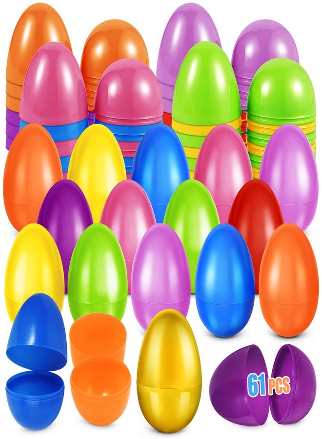 AuroTops 61 Pcs Plastic Easter Eggs Bulk,2.3" 60 Colorful Empty Easter Eggs Fillable Plus 1 Golden Egg,Easter Basket Stuffers,Easter Decoration,Easter Egg Hunt,Easter Party Favor,Classroom Prizes - Image 1