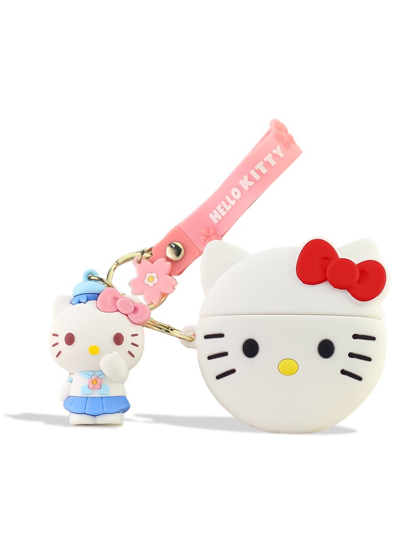 Case Soft Silicone Shockproof Cover for Apple Airpods Pro 2 New 3D Cute Cartoon Creative Fun Case Skin with Keychain Design Charging Case (Kitty White)