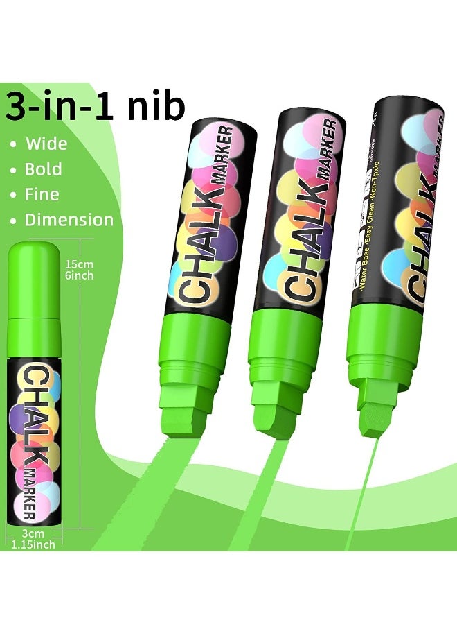 Generic Jumbo Chalk Window Markers for Cars Glass Washable - 8 Colors Liquid Chalk Markers Pen With 15mm Wide Tips, Chalkboard Markers, Window Paint Markers For Car Decoration, Auto Glass, Poster, Business  - Image 2
