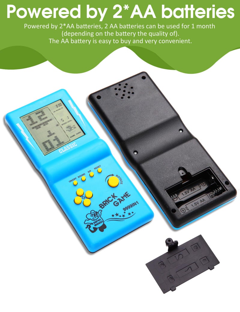 HLF 3.5-inch Large Screen Retro Brick Game Console for The 80s/90s Building Block Game Racing/Tank Game Built-in 23 Classic Games Nostalgic Puzzle Children's Game Console (Blue) - Image 5