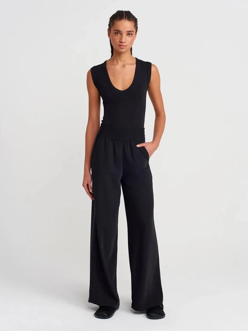 Dilvin Dilvin Women's Wide-Leg Crepe Trousers