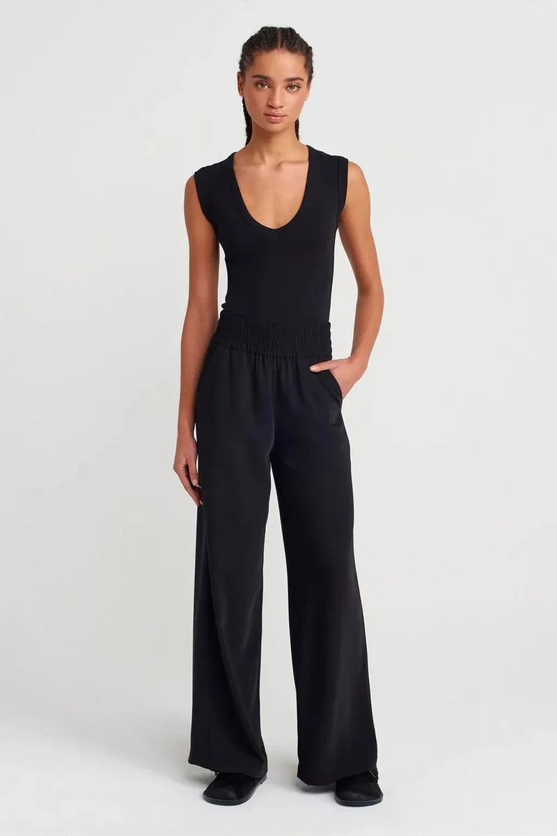 DILVIN Women's Wide-Leg Crepe Trousers