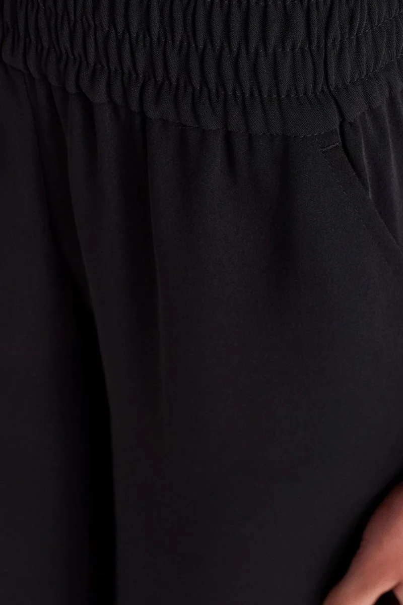 Dilvin Black DILVIN Women's Wide-Leg Crepe Trousers for Women | Best Price UAE