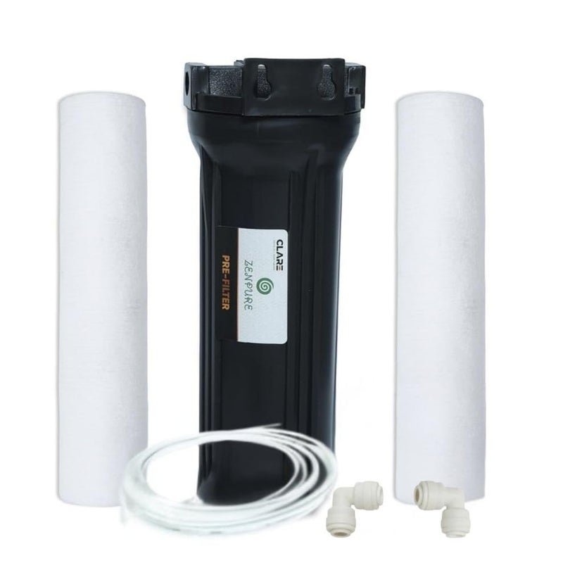 ZENPURE WITH DEVICE Zenpure Pre Filter Housing Kit with 2 Spun Filter Suitable for All Kind of RO/UV/UF + 1 Tap Water Purifier + 2 PF Elbow Connector + Pipe - Image 1