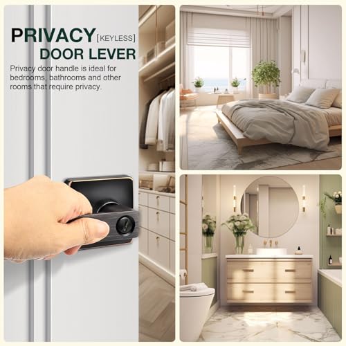 GOBEKOR 10 Pack Privacy Door Levers Bedroom Door Handle with Lock Oil Rubbed Bronze Square Door Handles Keyless Door Lock Straight Bed/Bath Lever - Image 3