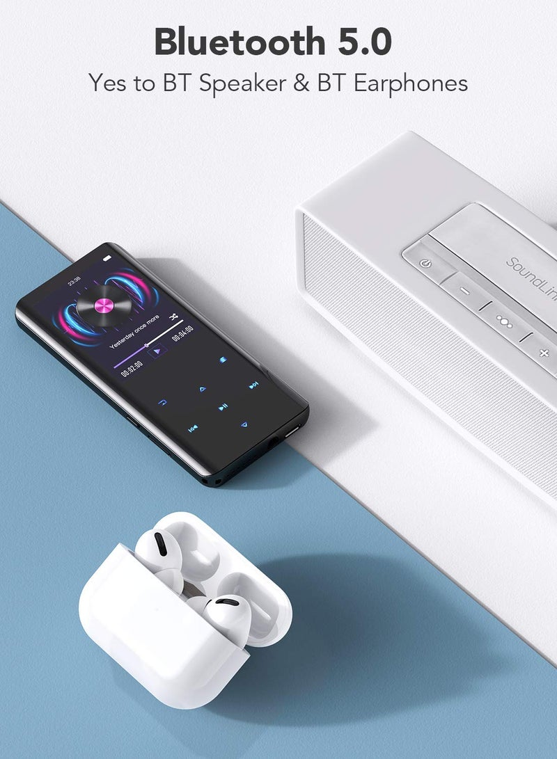 AGPTEK 32GB MP3 Player with Bluetooth 5.3, A19X 2.4" Curved Screen Portable Music Player with Speaker Lossless Sound with FM Radio, Voice Recorder, Supports up to 128GB, Black - Image 3