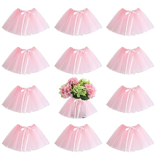 ZUYYON 12 Pcs Mini Tutu Table Skirt Wine Bottle Cover Tulle Tutu Table Skirt Decor Tutu Garland Tulle Table Centerpieces for Wedding Baby Shower Cake Dessert Birthday Party(Pink) - Image 1