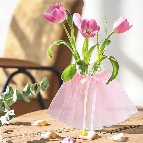ZUYYON 12 Pcs Mini Tutu Table Skirt Wine Bottle Cover Tulle Tutu Table Skirt Decor Tutu Garland Tulle Table Centerpieces for Wedding Baby Shower Cake Dessert Birthday Party(Pink) - Image 4