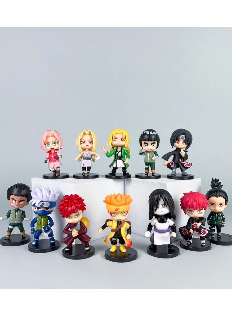 12pc Naruto Shippuden Anime figure Hinata Sasuke Itachi Kakashi Obito action Figures - Image 1